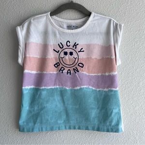 Lucky Brand colorful stripe cap sleeve girls tee
